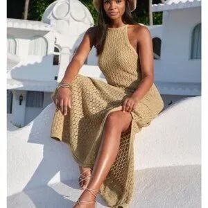 $149.50 BOSTON PROPER KNIT HIGH NECK MAXI DRESS SIZE: S